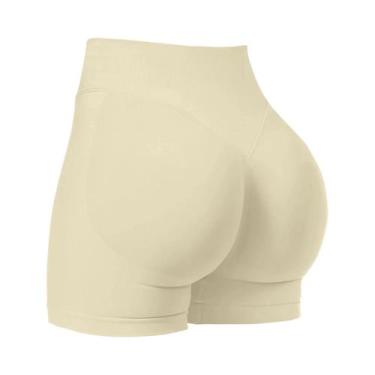 Imagem de Shorts De Yoga Femininos De Cintura Alta Sem Costura Com Compressão E 