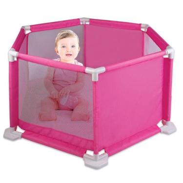 Imagem de Berço Cercado Bebe Desmontável Portátil Chiqueirinho Braskit, Rosa