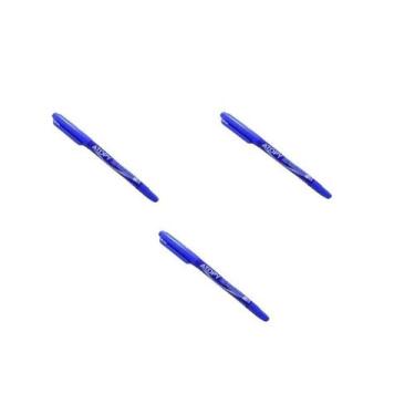 Imagem de 3 Unidades Caneta Marcador Permanente Ponta Dupla Azul 0.5/1.0 - Atopy
