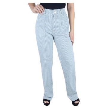 Imagem de Calça Jeans Feminina Hering Pantalon Listrada - H9PG1ASN, 44, Azul