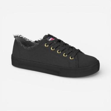 Imagem de Tênis Moleca Casual Lona Preto, Preto, 39
