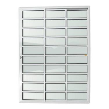 Imagem de Porta de Alumínio de Correr 210x180cm 3 Folhas 1/3 com Travessa e Vidr