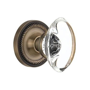 Imagem de Nostalgic Warehouse Roseta de corda com maçaneta oval de vidro transparente, manequim único, latão antigo