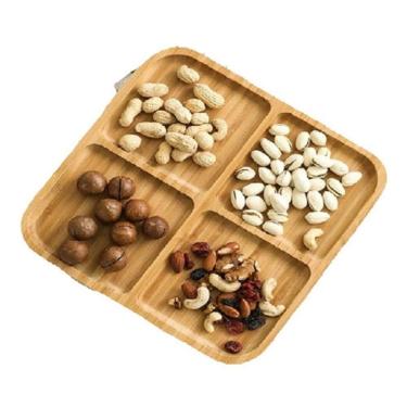 Imagem de Petisqueira Quadrada De Bambu 4 Divisórias 25cm Petiscos