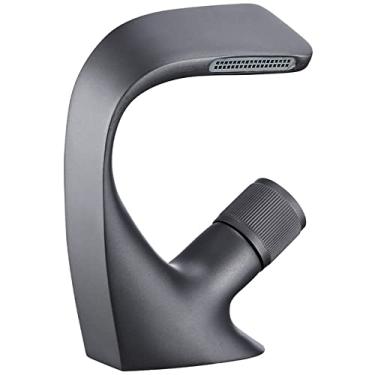 Imagem de Gun Grey Latão Fundição Deck Montado no Banheiro Acima do Balcão Torneira da Bacia Misturador de Manípulo Único Torneiras de Água Quente e Fria, Gun Grey