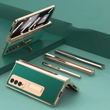Imagem de Com S Pen Fold 4 Capa de couro revestida para Samsung Galaxy Z Fold 3 2 5 360 Protetor de tela cheia Capa de telefone com suporte magnético, 9, para Samsung Z Fold 5