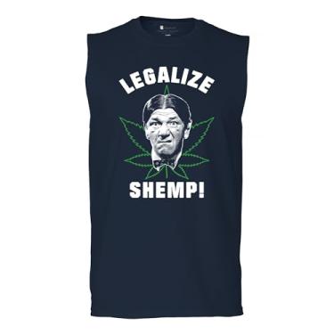 Imagem de Camiseta masculina Legalize Shemp The Three Stooges Muscle 420 Weed Smoking 3 American Legends Curly Moe Howard Larry Trio, Azul marinho, M