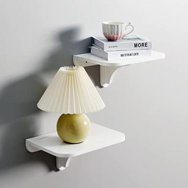 Imagem de WELLAND Mesa branca de 30 cm x 21 cm, pequenas prateleiras flutuantes para parede, conjunto de 2 prateleiras dobráveis de parede com folhas, mesa dobrável para trailers, campistas, camas loft