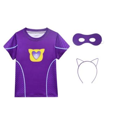 Imagem de AGRIBAZAAR Camiseta de fantasia de gatinho, máscara de gatinho, 6 anos, camisetas gráficas para meninas, 5 anos, roupas de super-herói, gato, fantasia, crianças, orelhas de gato, faixa de cabeça,