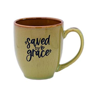 Imagem de Dexsa Caneca de cerâmica para sopa de café e chá | Saved by grace | Caneca de designer de 473 ml com sentimento inspirador, esmalte exclusivo em tons de terra | Seguro para lava-louças e micro-ondas |
