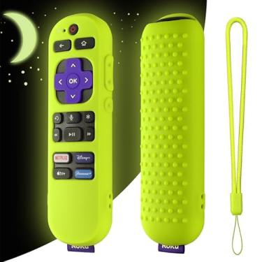 Imagem de Capa de silicone para controle remoto Roku – 4K Stick & Express, proteção remota por voz com cordão (verde brilhante)