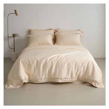 Imagem de Jogo de cama de lençol de algodão egípcio, capa de edredom, solteiro, Queen, King, cor lisa, conjunto de cama (rosa solteiro)