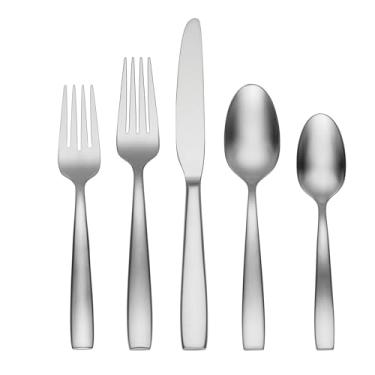 Imagem de Oneida Talheres Everdine, 45 peças, todos os dias, serviço para 8, aço inoxidável 18/0, conjunto de talheres, seguro para lava-louças, prata