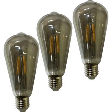 Imagem de Lampada Led 30w Fume Multi Filamento Kit 3 Uni Decoraçao Casa Sala Quarto Iluminaçao Varanda Branco Quente