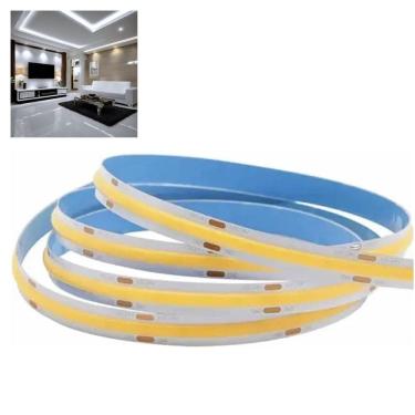 Imagem de Fita LED COB 6500K 5 Metros 12v IP20 18w Perfil Teto Rebaixado Sanca Gesso Loja Sala Quarto Iluminaçao Profissional