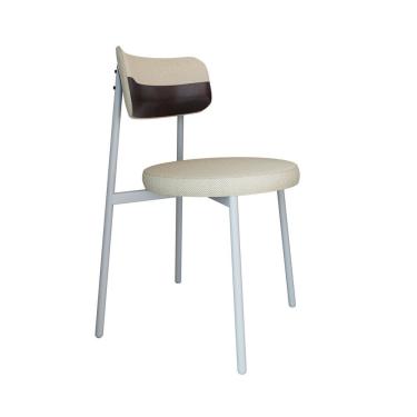 Imagem de Cadeira Kyta Fixa com 4 Pés 50 X 44,7 X 83,8 Cm com 1 Unidade Areia/Café/Branco