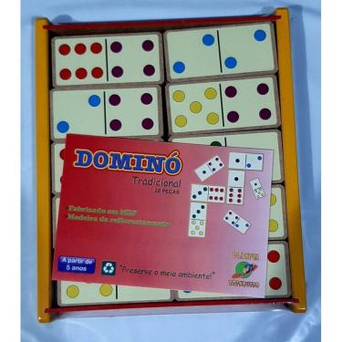 Imagem de Dominó Tradicional de Madeira 28 Peças - Caixa 22x18x3cm