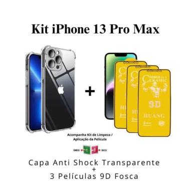 Imagem de Kit 3 Películas Cerâmica Fosca + Capa Capinha Transparente Para Iphone