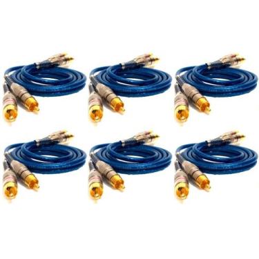 Imagem de 6 Cabo RCA Dupla Blindagem 1 Metro Para Crossover Plug Metal - SVART T