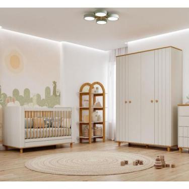 Imagem de Quarto de Bebê Completo Berço e Guarda Roupa 4 Portas 100 MDF Lívia Pe