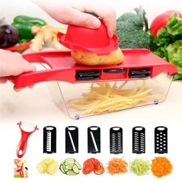 Imagem de Mandolina Com Lâminas Reguláveis Ideal Para Fatiar E Ralar Alimentos -