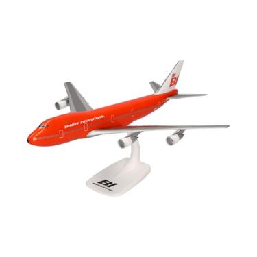 Imagem de Herpa Modelo de avião de encaixe snapfit Boeing 747-100 Braniff International em escala de 1:250, miniatura de plástico com pedastal, construção de modelos, edição para colecionadores