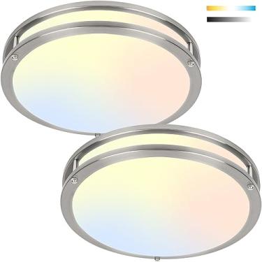 Imagem de Luminárias de teto de 33 polegadas 36 W, 2 pacotes, luzes de montagem embutida LED 5CCT 2700K 3000K 4000K 5000K 6500K, regulável, perto do teto, iluminação para banheiro, cozinha, escada, quarto,