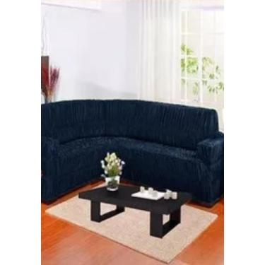 Imagem de Capa para sofa de canto elasticada em malha - MAYRA ENXOVAIS, azul pet