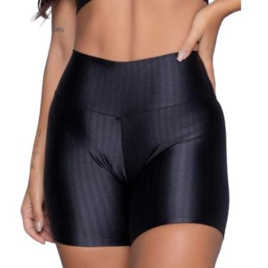 Imagem de Short Fitness Ikat New Zig 3D Bella Fiore Poliamida Cós Alto Academia Treino Moda Feminina-Feminino