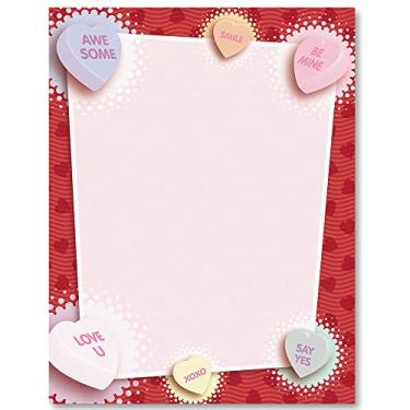 Imagem de Paperdirect Sweet Treats Papel de papelaria com tema de dia dos namorados, papel de borda, papel timbrado 21 x 28, 25 folhas, papel de escrita premium elegante, papel decorativo para impressora