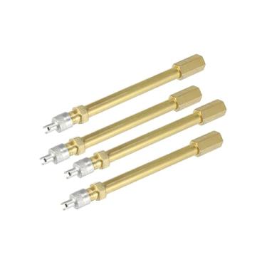 Imagem de INFINAUTO 4 peças 100 mm/3,94" latão longo adaptador de extensão de válvula de pneu automotivo extensor de haste de pneu de ar furo fixo para carro, caminhão, motocicleta, scooter, design elegante