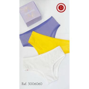 Imagem de Kit 3 Calcinhas em Algodão  Pala Alta Diamantes Lingerie