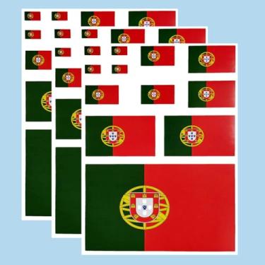 Imagem de Ruoming Ruoming Conjunto de adesivos de bandeira nacional, vários tamanhos, 3 folhas (Portugal)
