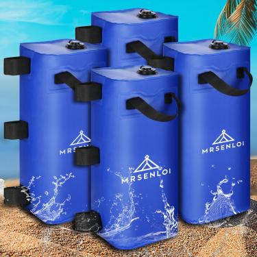 Imagem de Mrsenloi Conjunto de 4 sacos de peso de água para cobertura, gazebos de 100 libras, conjunto de pesos de água, 4 pesos de perna para gazebo, dossel pop-up, cobertura, barraca (azul 25L)