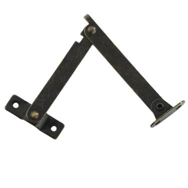 Imagem de conjuntos de dobradiças de suporte de tampa permanecem bronzes antigos decoração de ferro caixa de dobradiça móveis ferragens de porta de armário móveis de cozinha ferragens (359-M-1)