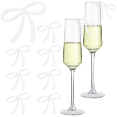 Imagem de Colingmill 50 peças de etiquetas para bebidas, laço de coquete, pingentes de taça de vinho, laço de acrílico, etiqueta de bebida para despedida de solteira, aniversário, casamento, degustação de