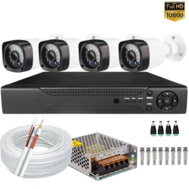 Imagem de Kit Dvr 8 Canais Acesso Internet P2p com Acessorios 4 Câmeras Seguranç