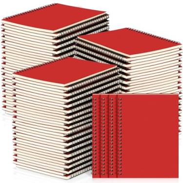 Imagem de Yahenda Caderno espiral a granel A5 forrado com 21 x 14 cm, papel de composição para escrita, pequeno bloco de notas, caderno para estudantes, escritório, negócios, material escolar (vermelho, 72