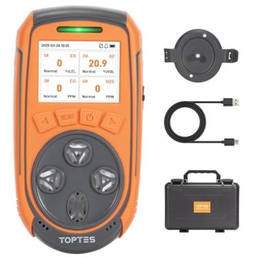 Imagem de TopTes Guard-863Pro 4 Monitor de Gás Multi Detector de Gases para H2 S, CO, LEL e O2, com tela colorida TFT, sensor de O2 atualizado (vida útil de 5 anos), vida útil da bateria de 18h, à prova de
