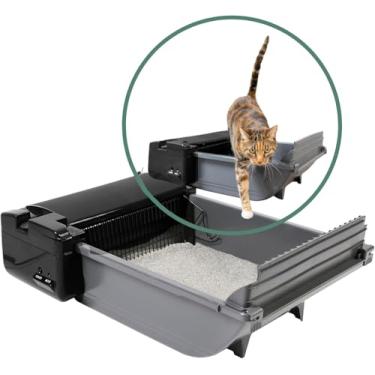Imagem de Pet Zone Caixa de areia semiautomática para gatos autolimpante – caixa de areia inteligente para gatos com sacos e filtro de carbono para até dois gatos de 2,7 a 7,3 kg