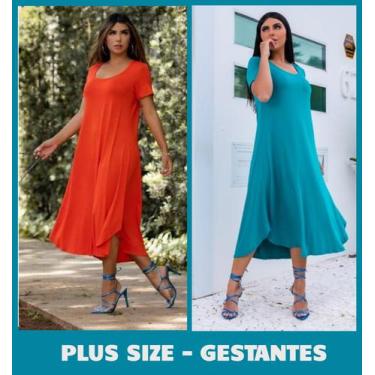 Imagem de Vestido Assimétrico P/ Grávida Gestante Plus Size + Conforto - Wild, V