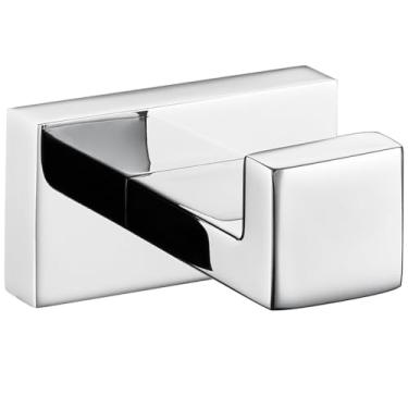 Imagem de Conjunto de banheiro redondo dourado escovado – Suporte para papel higiênico de aço inoxidável, barra para toalhas, ganchos para roupão – Montagem na parede, 3 peças, gancho cromado