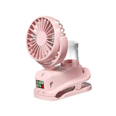 Imagem de Ioensy Clipe em ventilador spray de resfriamento leve 4 velocidades ajustável mini ventilador de nebulização portátil para casa escritório desktop, Rosa