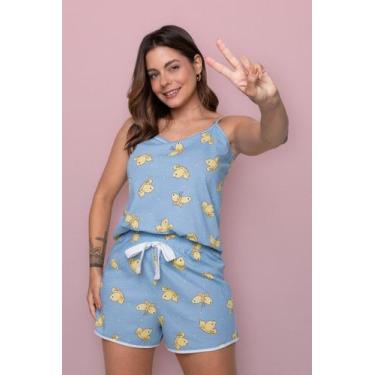 Imagem de Pijama Feminino Curto Alça Algodão Borboletas - Pink Dream, M
