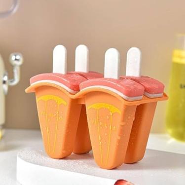 Imagem de Molde Forma Picolé Caseiro Divertido em Formato de Frutas Seguro, Atóxico e Reutilizável Ideal para Crianças e Sobremesas Saudáveis (Laranja)