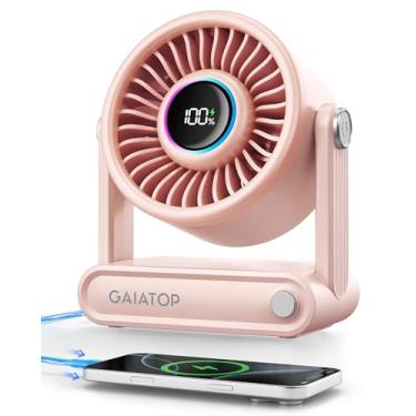 Imagem de Gaiatop Ventilador de mesa pequeno pessoal, 6000 mAh 18 horas ventilador recarregável USB para quarto dormitório silencioso, acessórios de mesa de escritório, presentes de verão para mulheres meninas