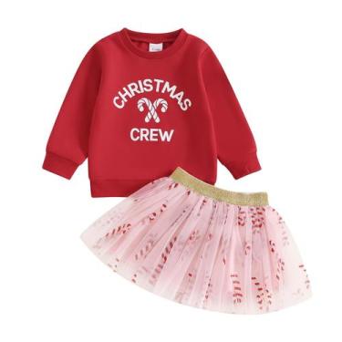 Imagem de Conjunto de roupas BeMeYourBBS Toddler Girl Christmas 2-3T com moletom