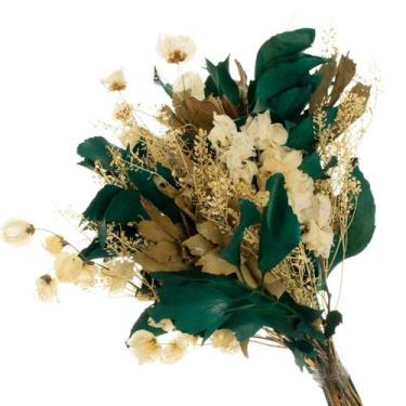 Imagem de Buque de Flores Secas Carne de Vaca Verde - Pense Flores