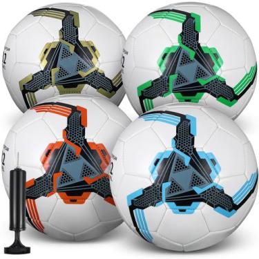 Imagem de Pacote de 4 bolas de futebol Tradder com bomba, tamanho 5 x 22 cm