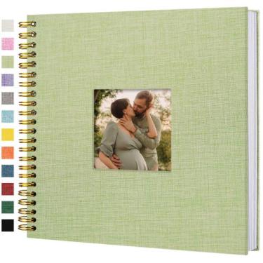Imagem de Álbum de fotos Hiwhy 30x30cm Capa de linho 80 páginas verde